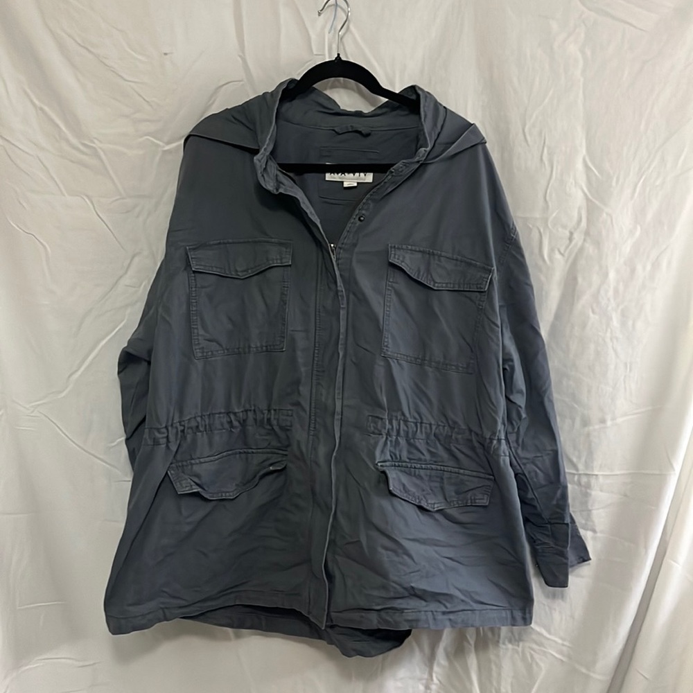 Ava & Viv Hooded Anorak Jacket in Slate Blue